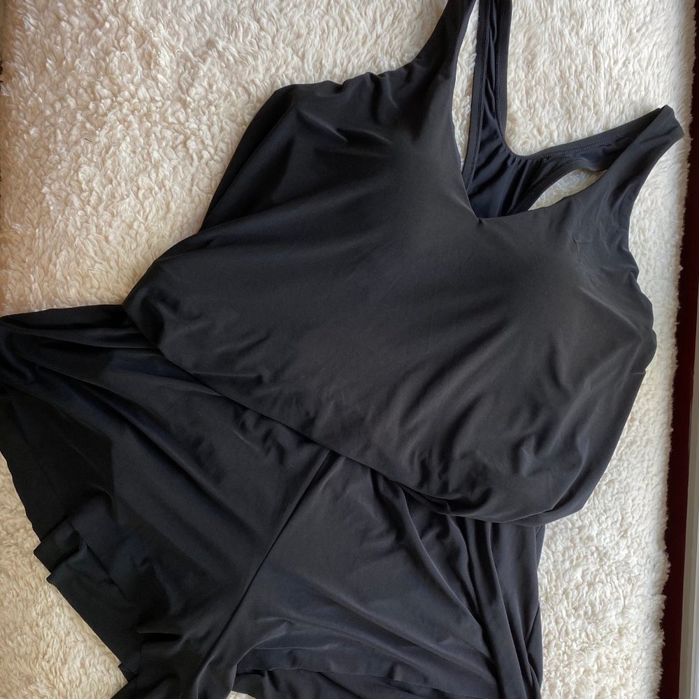 Aqua Green Black Romper Bathing Suit